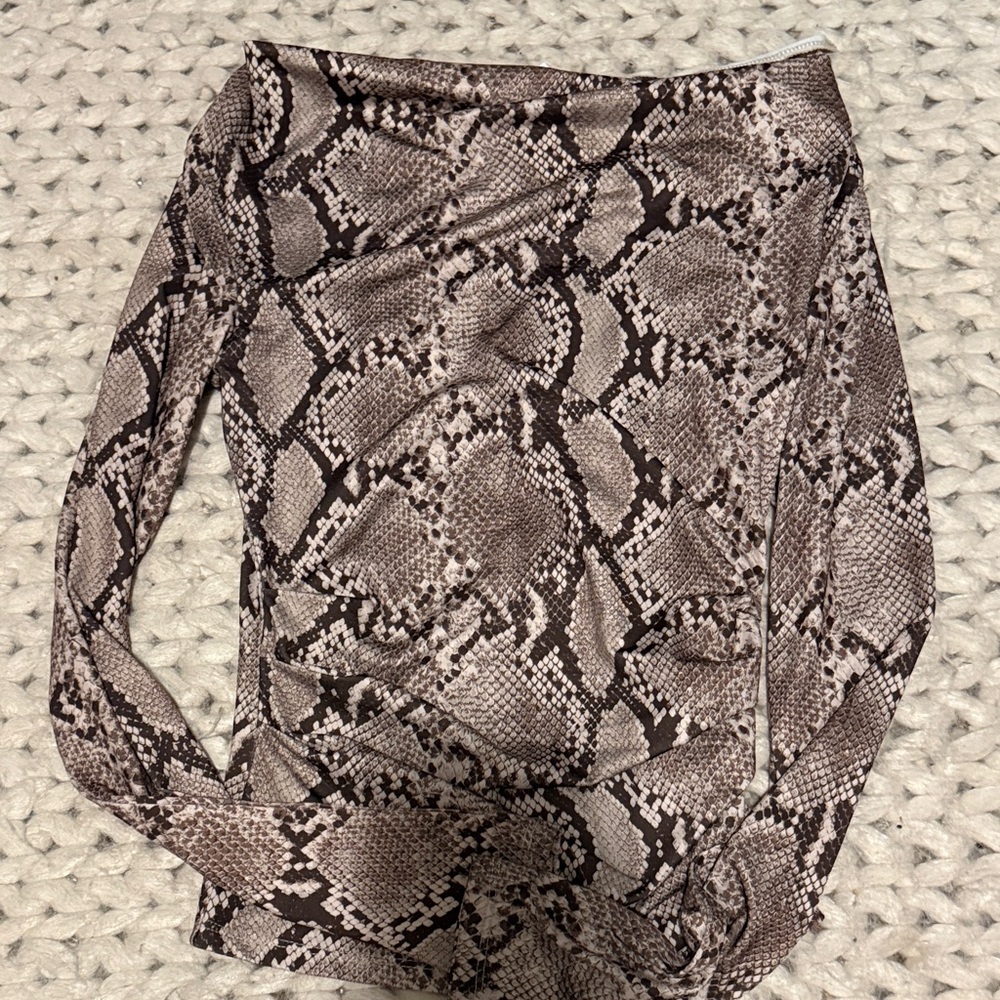 H&M Snake Print Long Sleeve Top - Brown and Black